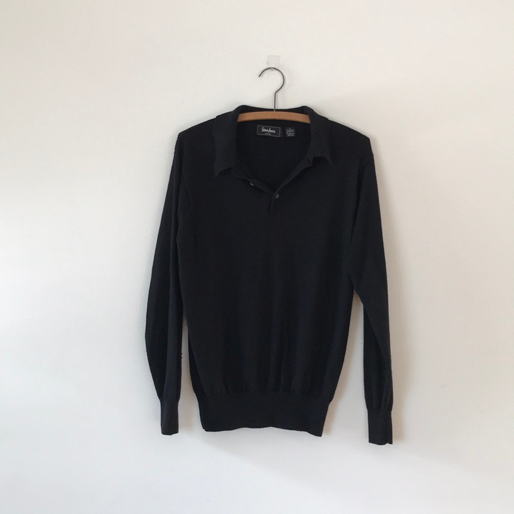 Neiman Marcus Exclusive Merino Silk and Cashmere Collared Sweater